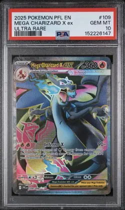 2025 POKEMON PFL EN-PHANTASMAL FLAMES ULTRA RARE #109 MEGA CHARIZARD X EX PSA 10 - Image 1