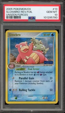 Pokemon Slowbro EX Unseen Forces Reverse Holo Rare #13 PSA 10 Gem Mint - Image 1