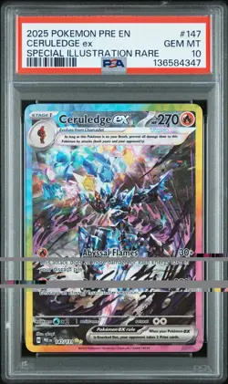 2025 POKEMON PRE EN-SPECIAL ILLUSTRATION RARE #147 CERULEDGE EX PSA 10 - Image 1