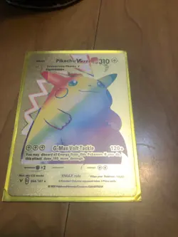 Pokemon Gold Foil Fan Art - Pikachu VMAX #044/185 - Rainbow Gold Card - Image 1