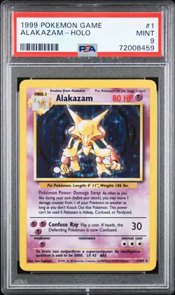 1999 Pokemon Game Alakazam-Holo #1 MINT PSA 9 - Image 1
