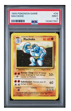 PSA 9 1999 POKEMON GAME MACHOKE 34 BASE SET - Image 1