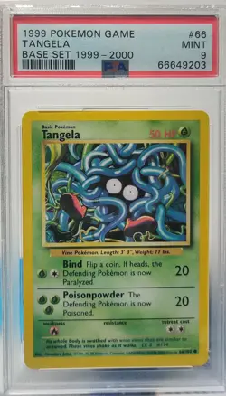 ✅1999 Pokemon Base Set Unlimited Tangela PSA 9 Mint 66/102✅ - Image 1