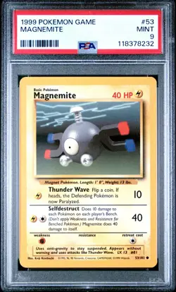 1999 POKEMON GAME BASE SET 53 MAGNEMITE PSA 9 MINT - Image 1