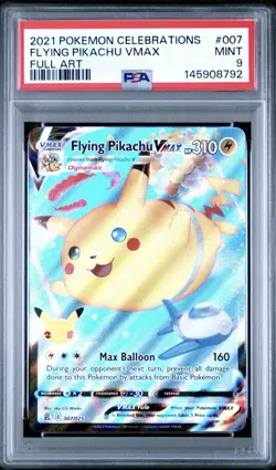 FLYING PIKACHU VMAX FULL ART 2021 POKEMON CELEBRATIONS 007 PSA 9 MINT - Image 1