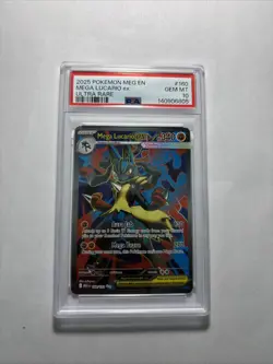 2025 Pokemon - MEGA LUCARIO EX - PSA 10 - MEG EN - Ultra Rare Holo 160/132 - Image 1