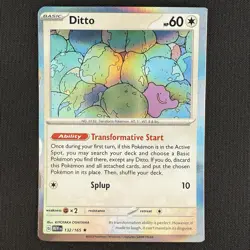 Pokemon TCG Ditto 132/165 Scarlet & Violet 151 2 Square Miscut Error Holo Card - Image 1