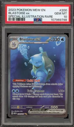Pokemon Blastoise ex 151 MEW EN Special Illustration Rare #200 PSA 10 Gem Mint - Image 1