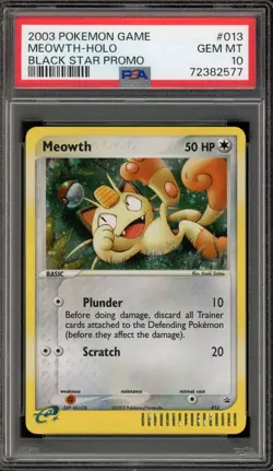 Pokemon Meowth Black Star Holo Promo #013 PSA 10 Gem Mint - Image 1
