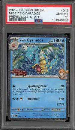 Pokemon Misty's Gyarados Destined Rivals STAFF Prerelease Holo Promo #049 PSA 10 - Image 1