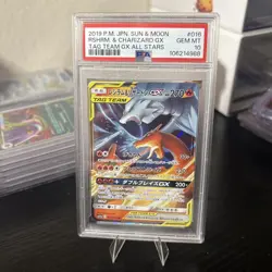 2019 POKEMON JPN SUN & MOON TAG TEAM GX ALL STARS RESHIRAM & CHARIZARD GX PSA 10 - Image 3