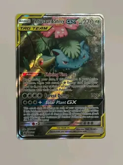 VENUSAUR & SNIVY GX SM229 TAG TEAM POKEMON CARD, MINT! SUN & MOON PROMO - Image 1