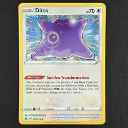 Pokemon TCG Ditto 107/159 SWSH Crown Zenith Holo Rare Card - Image 1