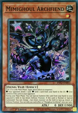 Yugioh! Mimighoul Archfiend - INFO-EN093 - Super Rare - 1st Edition Near Mint, E - Image 1
