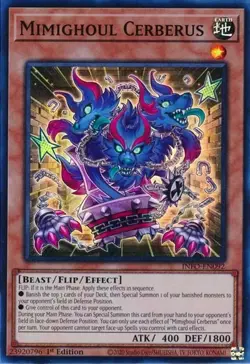 Yugioh! Mimighoul Cerberus - INFO-EN092 - Super Rare - 1st Edition Near Mint, En - Image 1