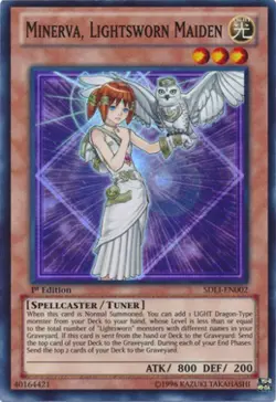 Yugioh! Minerva, Lightsworn Maiden - SDLI-EN002 - Super Rare - 1st Edition Near - Image 1