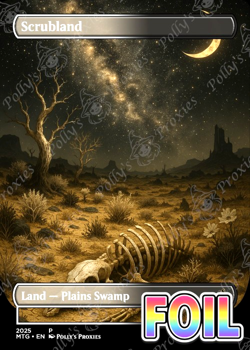 Scrubland FOIL Dual Land Plains Swamp Proxy Card Custom Space Fantasy Art Design - Image 1