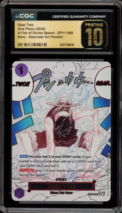 One Piece CCG Gear Two Rare Alternate Art Parallel OP11-080 CGC 10 Pristine - Image 1