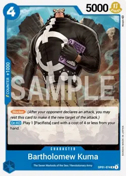 NM-Mint, English One Piece Bartholomew Kuma - OP01-074 - R - Foil Romance Dawn O - Image 1