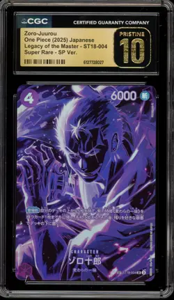 One Piece CCG Zoro-Juurou Legacy/Master JPN Super Rare ST18-004 CGC 10 Pristine - Image 1