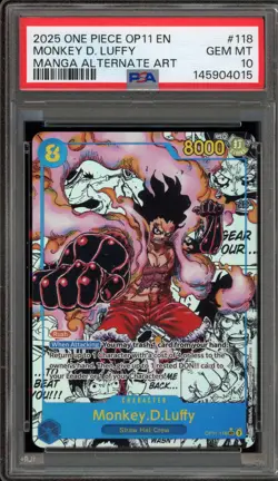 One Piece CCG Monkey.D.Luffy Manga Alternate Art OP11-118 PSA 10 Gem Mint - Image 1