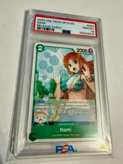 2025 One Piece Release Event Nami OP10-033 PSA 10 POP 8 - Image 1