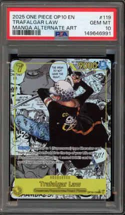 One Piece CCG Trafalgar Law Manga Alternate Art OP10-119 PSA 10 Gem Mint - Image 1