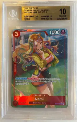 One Piece ST21-009 Nami Alt Art Parallel Starter Deck BGS 10 Pristine - Image 1