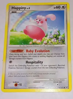 Pokemon Happiny Platinum 76/127 Common Regular Basic 60 HP Card English 2009 - Image 1