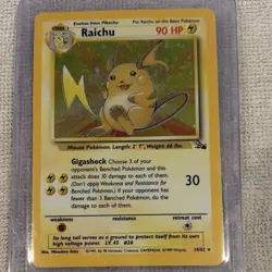 Pokemon Raichu Fossil Holo Rare 14/62 Unlimited 1999 90 HP Trading Card - Image 1