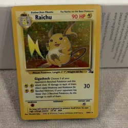 Pokemon Raichu Fossil Holo Rare 14/62 Unlimited 1999 90 HP Trading Card - Image 5