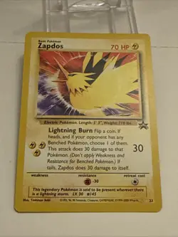 Zapdos 23/53 WoTC Vintage Black Star Promo Pokemon TCG Card 2000 - Image 3
