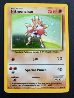 Hitmonchan 7/102 Base Set Holo Rare Unlimited LP Pokemon Card - Image 1