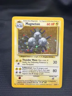 Pokemon TCG Magneton Base Set Holo Rare Card 9/102 LP Condition - Image 1