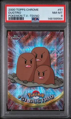 PSA 8 Dugtrio TEKNO 2000 Topps Chrome Pokemon Card #51 NM-MT POP 6! - Image 1