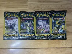 Pokemon Sun & Moon Lost Thunder Booster Mini Packs 4 Packs 3 Cards Each art set - Image 1