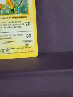 1999 Shadowless Base Set Raichu HOLO Pokemon Card #14/102 LP - FREE SHIP - Image 4