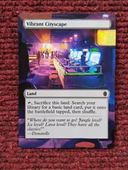 Vibrant Cityscape MTG Teenage Mutant Ninja Turtles Hand Painted Full Altered Art - Image 1