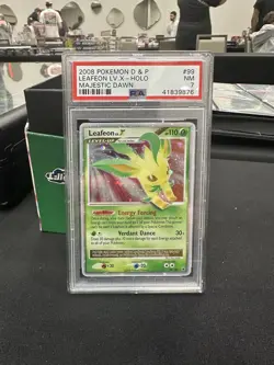2008 POKEMON DIAMOND & PEARL MAJESTIC DAWN #99 LEAFEON LV.X-HOLO PSA 7 - Image 1