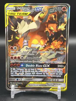 Pokemon Reshiram & Charizard GX Tag Team SM201 Black Star Promo Alt Art NM - Image 1