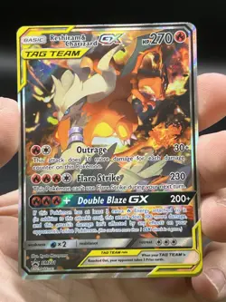 Pokemon Reshiram & Charizard GX Tag Team SM201 Black Star Promo Alt Art NM - Image 3