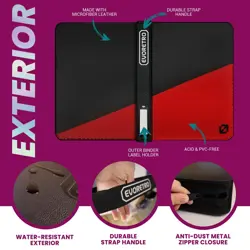 Toploader Binder - 35pt-55pt 3"x4" Red Portable Top Loader Card Storage, 9 Po... - Image 3