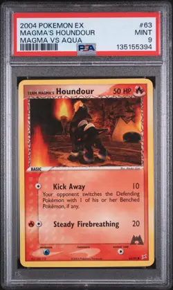 2004 POKEMON EX TEAM MAGMA VS TEAM AQUA #63 TEAM MAGMA'S HOUNDOUR PSA 9 - Image 1