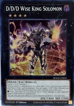 Yugioh! D/D/D Wise King Solomon - DOOD-EN043 - Super Rare - 1st Edition Near Min - Image 1