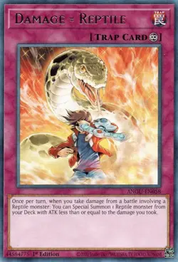 Yugioh! Damage = Reptile - ANGU-EN058 - Rare - 1st Edition Near Mint, English - Image 1