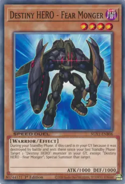 Yugioh! Destiny HERO - Fear Monger - SGX1-ENB06 - Common - 1st Edition Near Mint - Image 1