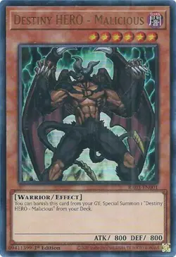 Yugioh! Destiny HERO - Malicious - RA03-EN001 - Ultra Rare - 1st Edition Near Mi - Image 1