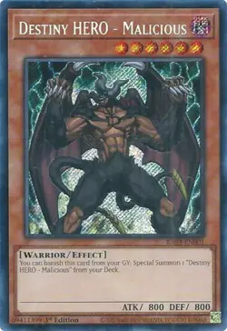 Yugioh! Destiny HERO - Malicious - RA03-EN001 - Secret Rare - 1st Edition Near M - Image 1