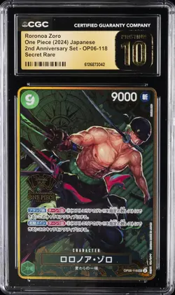 2024 ONE PIECE JAPANESE 2ND ANNIVERSARY SECRET RARE RORONOA ZORO CGC 10 PRISTINE - Image 1