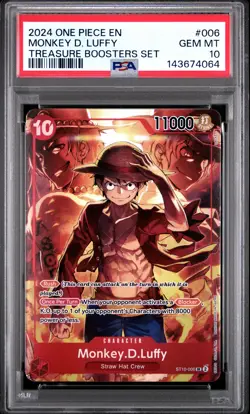 2024 ONE PIECE PROMOS TREASURE BOOSTERS SET #006 MONKEY D. LUFFY PSA 10 - Image 1